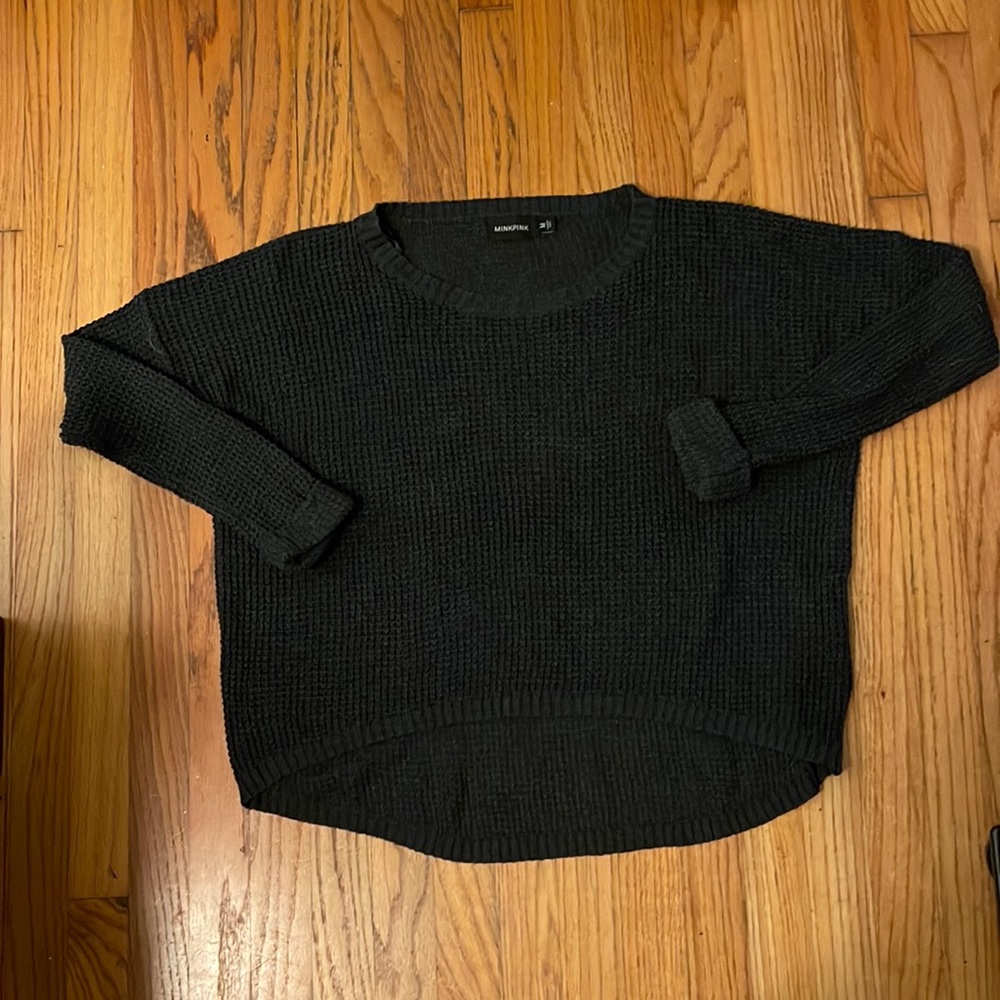 Minkpink crochet sweater washed black medium